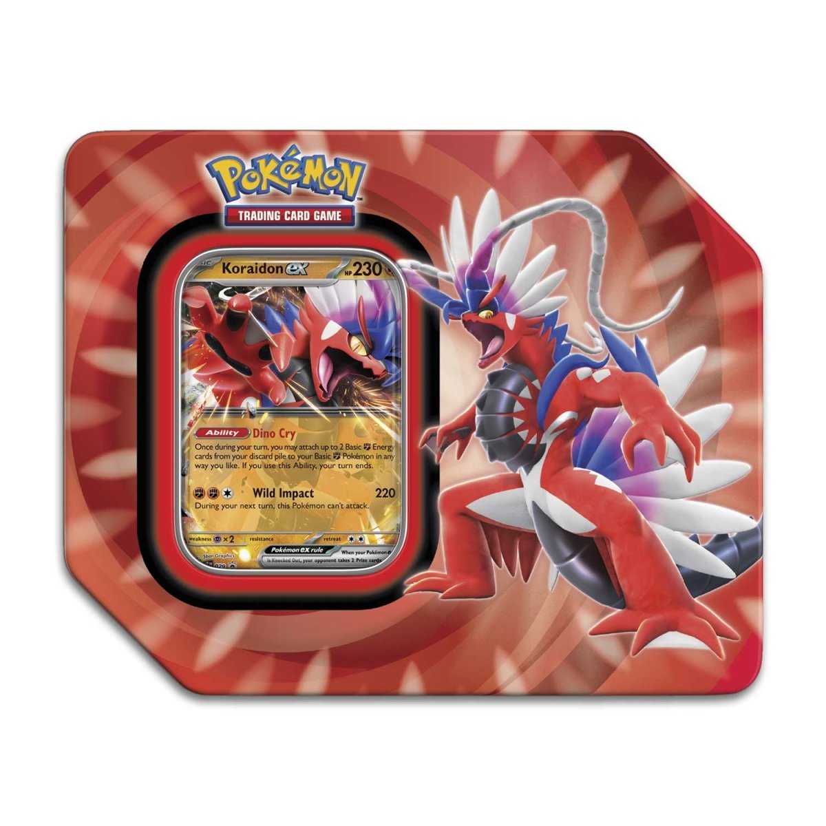 Paldea Legends Koraidon Tin from Paldea Evolved Pokémon card set